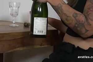 blonde german girl says, 'i'll spoil you with licks, fingering shaved hairless boobs'