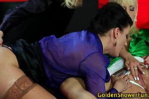 Watersports Lesbian Gets Fingered In Intense 3some