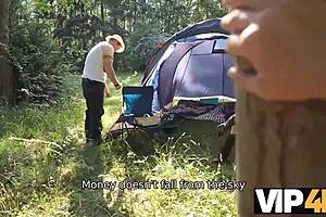 Teen 18+ boldly picks up old man for outdoor fun