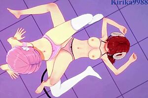 Intense lesbian scenes with big tits in cartoon