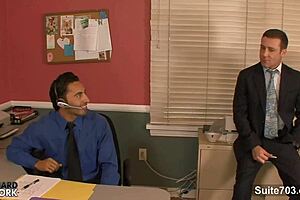 Intense gay office fucking with big cocks and butt sucking