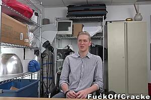 Cute White Guy Takes Fat Black Cock Bareback in Office Backroom