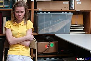 russian slender teen 18+ caught shoplifting and punished at the office shop