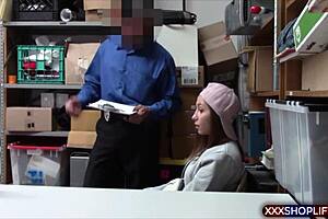 Wow! Teenie Shoplifter Banging Security for Freedom in Hidden Cam!