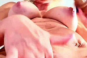 mature lady enjoys break fun at work