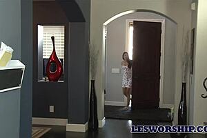 latina teen 18+ evelyn rosa tastes her stepmoms pussy in a squirting scissoring session