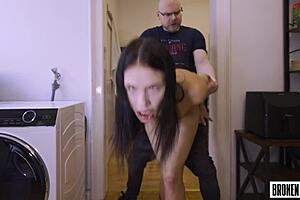 Rent is due - petite teen gets her pussy destroyed by her landlord