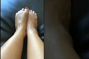 Capri oils up her perfect tits and ass, then masturbates solo