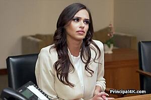 head teacher seduces housewife with big tits in the office, fucking them passionately