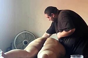 Mature bbw enjoys a sensual massage on her curves