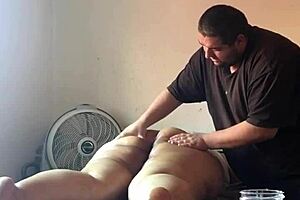 Mature bbw enjoys a sensual massage on her curves