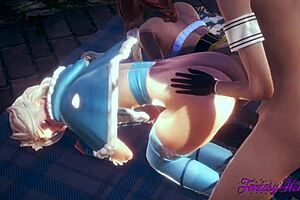 elsa and anna get fucked in a wild hentai threesome with fingering