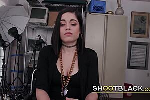 kinky white chick SUCKS director's MONSTER cock