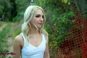Tiny Britt Blair catches Destiny Cruz pleasuring herself outside