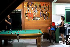 Hot tattooed Latina gets help with deepthroat from friend