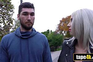 dumb blonde fucks boyfriend's friend for cash, what a cuckold!