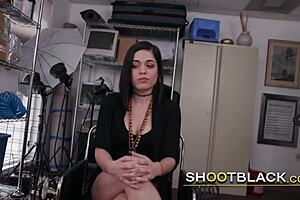 kinky white chick SUCKS director's MONSTER cock