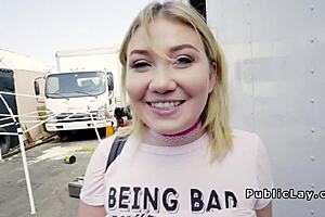 The dude made the blonde laugh before pounding her hard, with gagging and choking on his monster cock