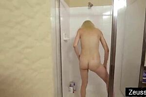 Brother spies on sister bathing, leading to sex