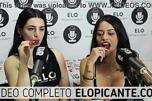 Hot and spicy video with Almendra and Lizzy, bisexual cuties who share lollipop and kisses