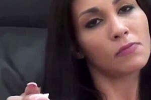 Teasing bound cock in femdom play.