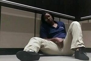 Public elevator scene with a beautiful woman with a big ass and small tits