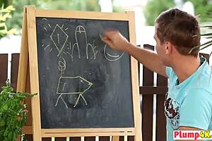 plump blonde milf blows neighbor in deep throat session