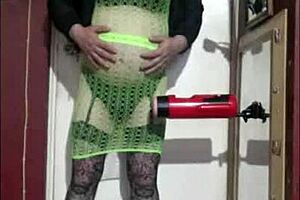 Crossdresser Enjoys Machine Masturbation!