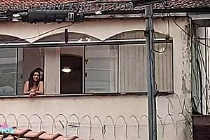 Oh wow, we're licking pussies bent over outdoors on the porch!