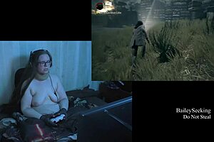 Alan Wake gameplay with natural tits and long hair