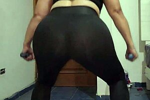 Mature Woman Doing Squats in Thread