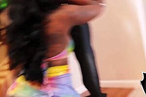 Big butt beauty Gogo deep throats huge cock intensely, shaking her ass while getting a wet cumshot on big tits