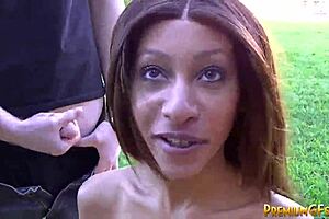 Tiny Trisha Blowbang with 5 Big Dicks