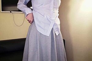 Amateur Japanese girl Hitomi Kamei in uniform, completely shaved