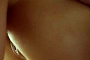 This horny european babe is fucking wildly on the milking table massage