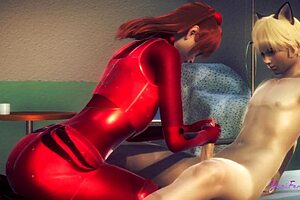 Is Asuka femboy ready to swallow it all? Sissy Japanese anime action! 😜