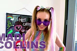 Madi collins petite 18+ 19 yo huge cock pov no hands blowjob and huge load cum swallow wow