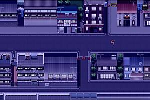 in the dead of night, a hentai character strips naked from the waist down and heads to the convenience store, building excitement until climax