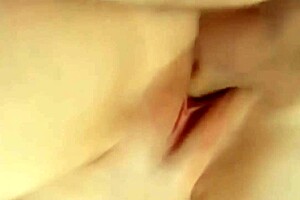 Shaved babe cums on monster cock