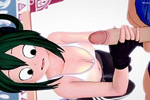 Froppy Wet After Workout Plays with Big Cock in Adult MHA 3D Cartoon Scene