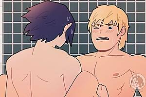 Huge cocks in gym showers for some gay fun 😏