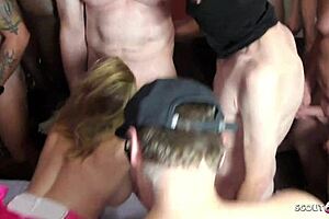 German milf melanie moon hosts a wild gangbang party in berlin