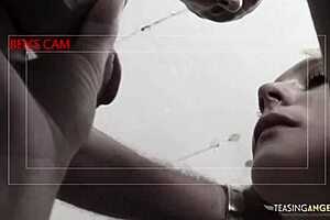 this blonde babe loves banging two guys