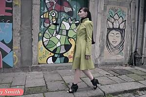 Jeny Smith Endures Intense Strap Bondage in Public Exposure.