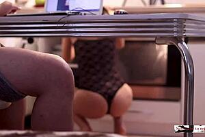 Couple enjoys quick homemade dinner preparation without explicit acts