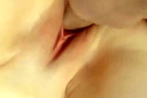 Shaved babe cums on monster cock
