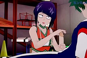 Tsuyu Asui, Kyoka Jiro, and Izuku Midoriya in Wild My Hero Academia Hentai Action