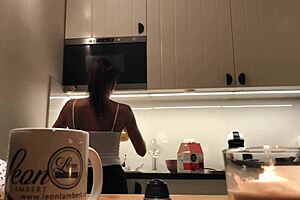 Hidden Kitchen Cam Catches Braless Sylvia's Amazing Nipples