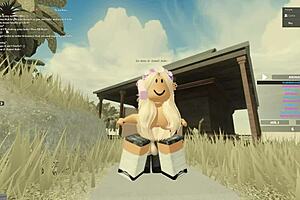 Deepthroat and anal sex with a whore in Roblox