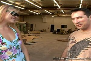 Short-Haired Blonde Jasmine Jolie Rides Big Construction Boss